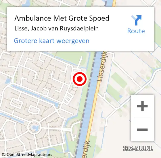 Locatie op kaart van de 112 melding: Ambulance Met Grote Spoed Naar Lisse, Jacob van Ruysdaelplein op 13 juli 2024 22:32