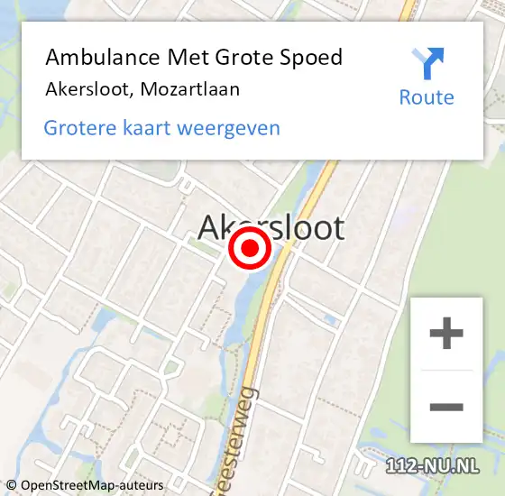 Locatie op kaart van de 112 melding: Ambulance Met Grote Spoed Naar Akersloot, Mozartlaan op 13 juli 2024 22:33