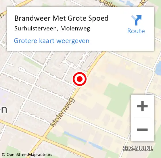 Locatie op kaart van de 112 melding: Brandweer Met Grote Spoed Naar Surhuisterveen, Molenweg op 13 juli 2024 23:10