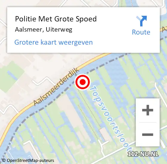 Locatie op kaart van de 112 melding: Politie Met Grote Spoed Naar Aalsmeer, Uiterweg op 13 juli 2024 23:10