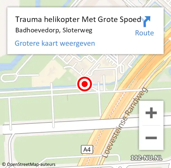 Locatie op kaart van de 112 melding: Trauma helikopter Met Grote Spoed Naar Badhoevedorp, Sloterweg op 13 juli 2024 23:32