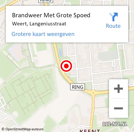 Locatie op kaart van de 112 melding: Brandweer Met Grote Spoed Naar Weert, Langeniusstraat op 14 juli 2024 00:25