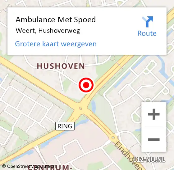 Locatie op kaart van de 112 melding: Ambulance Met Spoed Naar Weert, Hushoverweg op 14 juli 2024 00:38