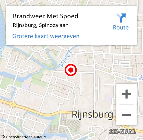 Locatie op kaart van de 112 melding: Brandweer Met Spoed Naar Rijnsburg, Spinozalaan op 14 juli 2024 00:54