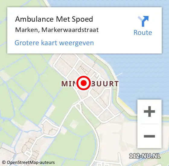 Locatie op kaart van de 112 melding: Ambulance Met Spoed Naar Marken, Markerwaardstraat op 14 juli 2024 00:58