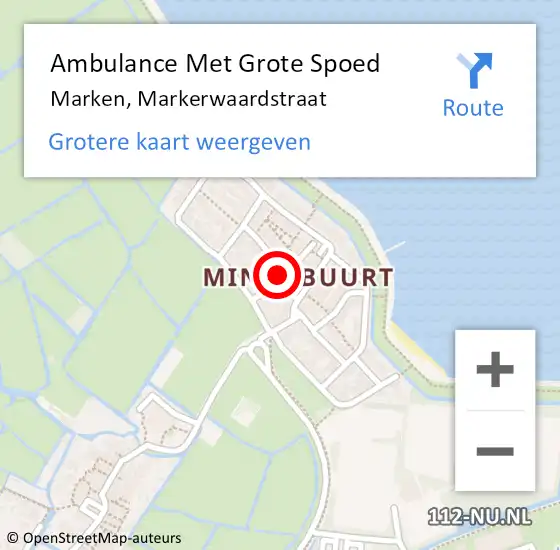 Locatie op kaart van de 112 melding: Ambulance Met Grote Spoed Naar Marken, Markerwaardstraat op 14 juli 2024 00:59