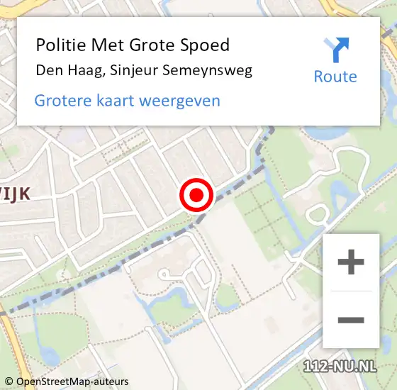 Locatie op kaart van de 112 melding: Politie Met Grote Spoed Naar Den Haag, Sinjeur Semeynsweg op 14 juli 2024 01:28