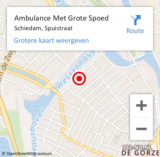 Locatie op kaart van de 112 melding: Ambulance Met Grote Spoed Naar Schiedam, Spuistraat op 14 juli 2024 01:35