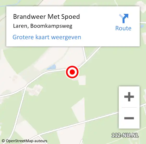 Locatie op kaart van de 112 melding: Brandweer Met Spoed Naar Laren, Boomkampsweg op 14 juli 2024 01:44