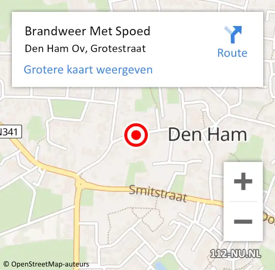 Locatie op kaart van de 112 melding: Brandweer Met Spoed Naar Den Ham Ov, Grotestraat op 13 oktober 2014 05:15