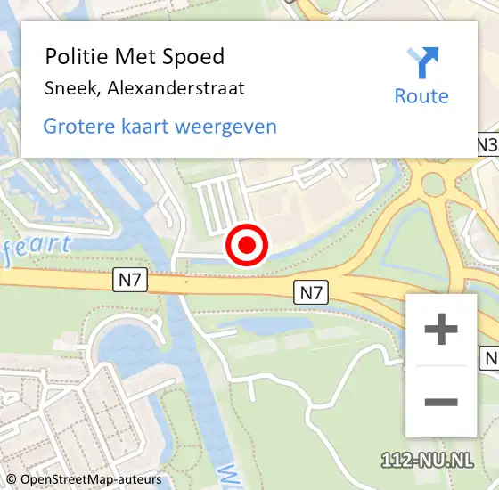 Locatie op kaart van de 112 melding: Politie Met Spoed Naar Sneek, Alexanderstraat op 14 juli 2024 01:51