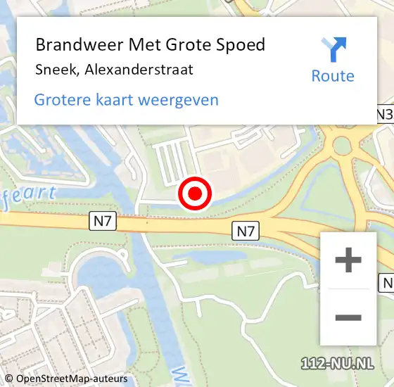 Locatie op kaart van de 112 melding: Brandweer Met Grote Spoed Naar Sneek, Alexanderstraat op 14 juli 2024 01:52