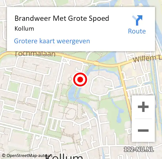 Locatie op kaart van de 112 melding: Brandweer Met Grote Spoed Naar Kollum op 14 juli 2024 03:17