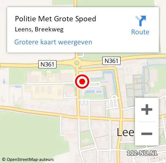 Locatie op kaart van de 112 melding: Politie Met Grote Spoed Naar Leens, Breekweg op 14 juli 2024 03:18