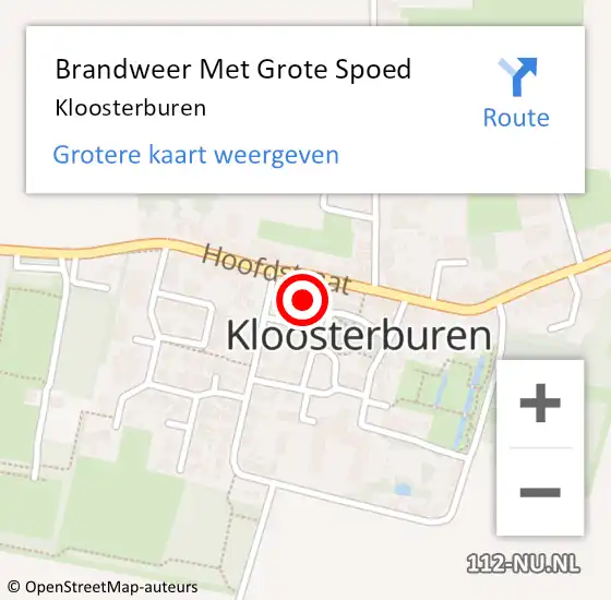 Locatie op kaart van de 112 melding: Brandweer Met Grote Spoed Naar Kloosterburen op 14 juli 2024 03:21