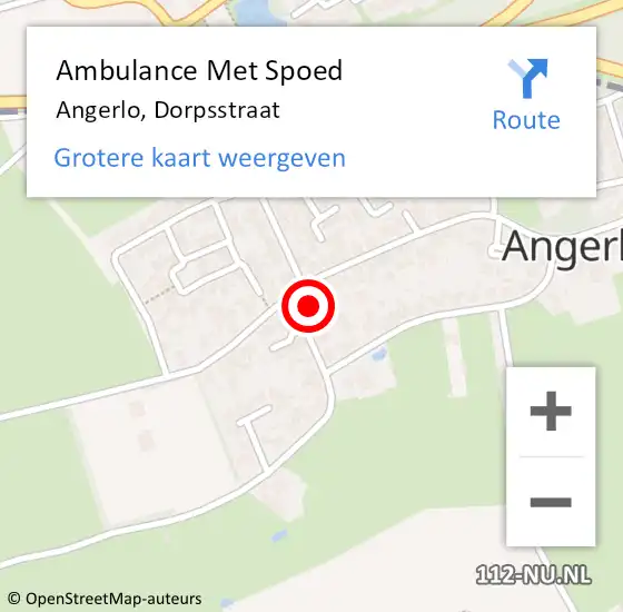 Locatie op kaart van de 112 melding: Ambulance Met Spoed Naar Angerlo, Dorpsstraat op 13 oktober 2014 05:42