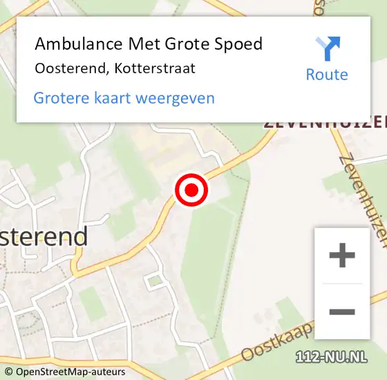 Locatie op kaart van de 112 melding: Ambulance Met Grote Spoed Naar Oosterend, Kotterstraat op 14 juli 2024 04:30