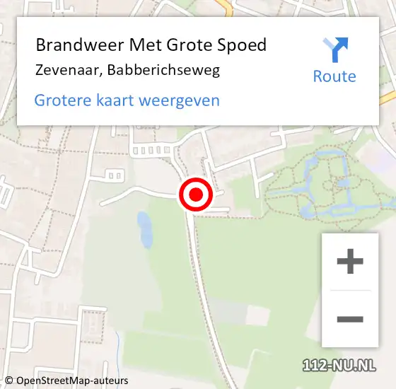 Locatie op kaart van de 112 melding: Brandweer Met Grote Spoed Naar Zevenaar, Babberichseweg op 14 juli 2024 04:43