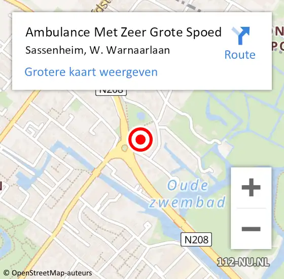 Locatie op kaart van de 112 melding: Ambulance Met Zeer Grote Spoed Naar Sassenheim, W. Warnaarlaan op 14 juli 2024 05:21