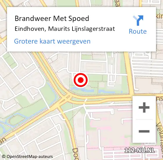 Locatie op kaart van de 112 melding: Brandweer Met Spoed Naar Eindhoven, Maurits Lijnslagerstraat op 14 juli 2024 05:31