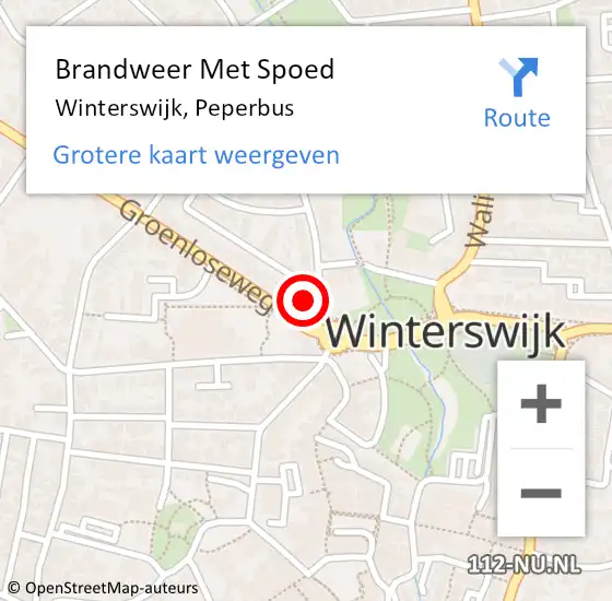 Locatie op kaart van de 112 melding: Brandweer Met Spoed Naar Winterswijk, Peperbus op 14 juli 2024 05:32