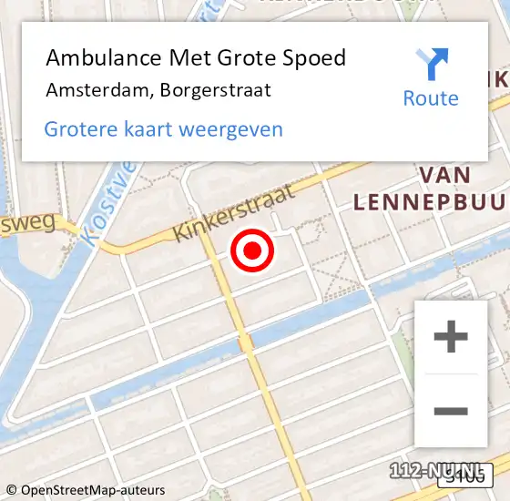 Locatie op kaart van de 112 melding: Ambulance Met Grote Spoed Naar Amsterdam, Borgerstraat op 14 juli 2024 06:40