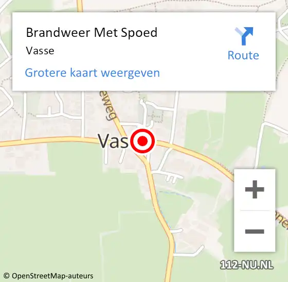 Locatie op kaart van de 112 melding: Brandweer Met Spoed Naar Vasse op 14 juli 2024 07:08