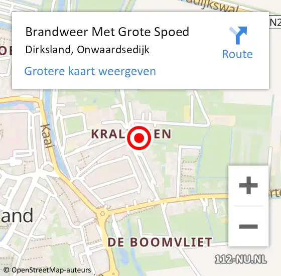 Locatie op kaart van de 112 melding: Brandweer Met Grote Spoed Naar Dirksland, Onwaardsedijk op 14 juli 2024 08:01