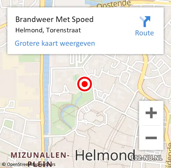 Locatie op kaart van de 112 melding: Brandweer Met Spoed Naar Helmond, Torenstraat op 14 juli 2024 08:36