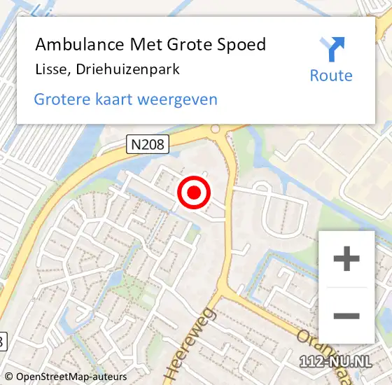 Locatie op kaart van de 112 melding: Ambulance Met Grote Spoed Naar Lisse, Driehuizenpark op 14 juli 2024 08:38