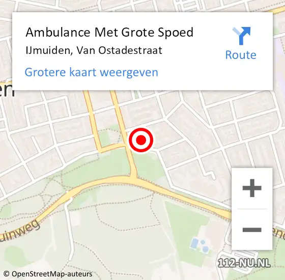 Locatie op kaart van de 112 melding: Ambulance Met Grote Spoed Naar IJmuiden, Van Ostadestraat op 14 juli 2024 09:34