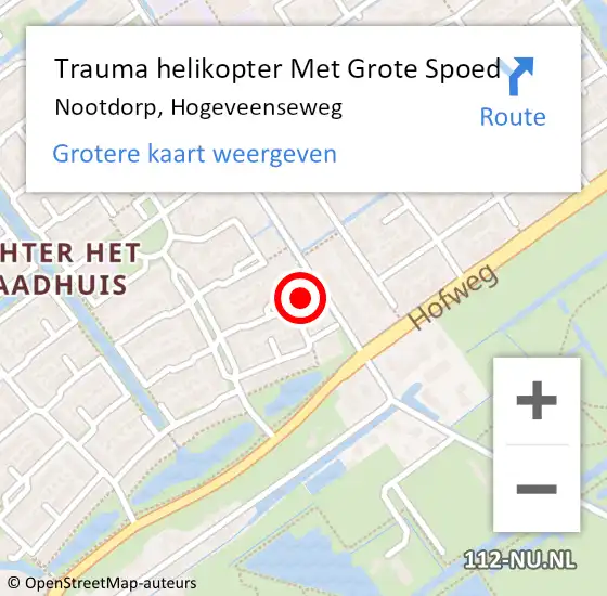 Locatie op kaart van de 112 melding: Trauma helikopter Met Grote Spoed Naar Nootdorp, Hogeveenseweg op 14 juli 2024 09:36