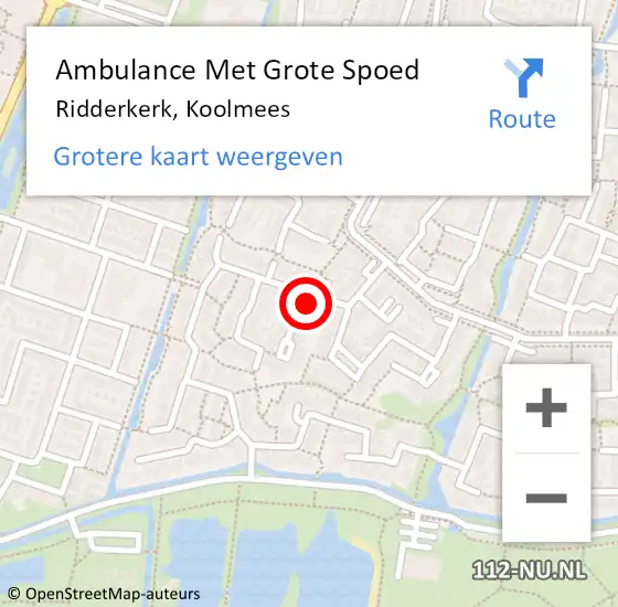 Locatie op kaart van de 112 melding: Ambulance Met Grote Spoed Naar Ridderkerk, Koolmees op 14 juli 2024 09:41