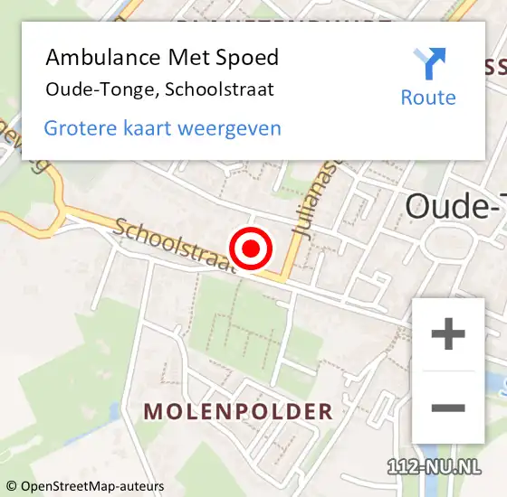 Locatie op kaart van de 112 melding: Ambulance Met Spoed Naar Oude-Tonge, Schoolstraat op 14 juli 2024 09:51