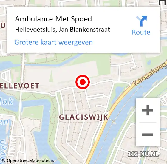 Locatie op kaart van de 112 melding: Ambulance Met Spoed Naar Hellevoetsluis, Jan Blankenstraat op 14 juli 2024 10:08