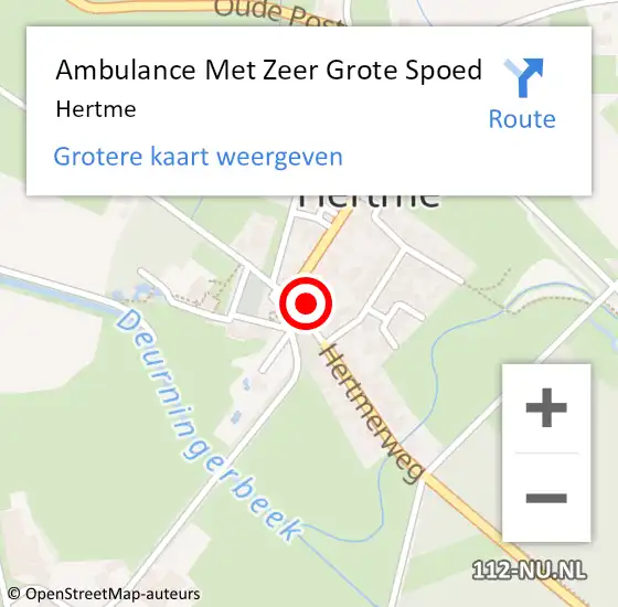 Locatie op kaart van de 112 melding: Ambulance Met Zeer Grote Spoed Naar Hertme op 14 juli 2024 10:13