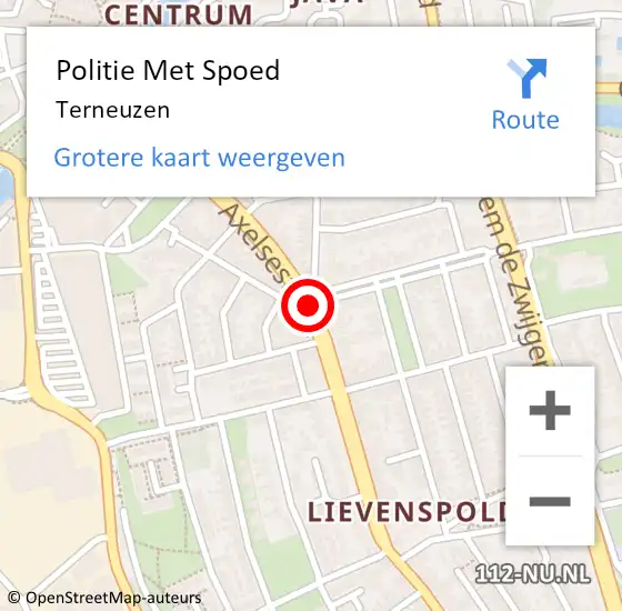 Locatie op kaart van de 112 melding: Politie Met Spoed Naar Terneuzen op 14 juli 2024 10:19