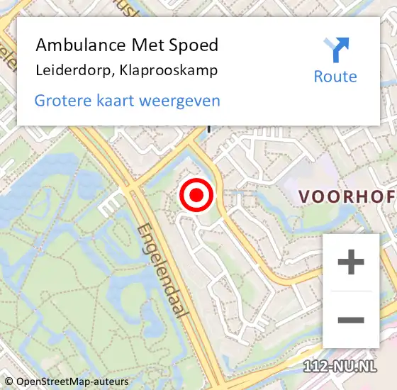 Locatie op kaart van de 112 melding: Ambulance Met Spoed Naar Leiderdorp, Klaprooskamp op 14 juli 2024 10:26