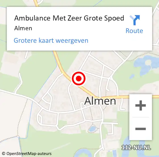 Locatie op kaart van de 112 melding: Ambulance Met Zeer Grote Spoed Naar Almen op 14 juli 2024 10:39