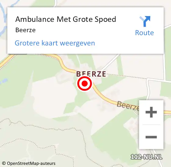 Locatie op kaart van de 112 melding: Ambulance Met Grote Spoed Naar Beerze op 14 juli 2024 10:48