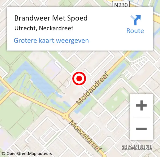 Locatie op kaart van de 112 melding: Brandweer Met Spoed Naar Utrecht, Neckardreef op 14 juli 2024 10:51