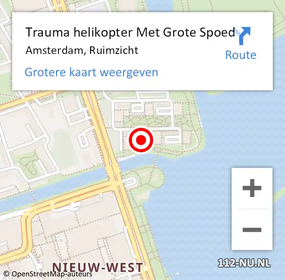 Locatie op kaart van de 112 melding: Trauma helikopter Met Grote Spoed Naar Amsterdam, Ruimzicht op 14 juli 2024 11:04