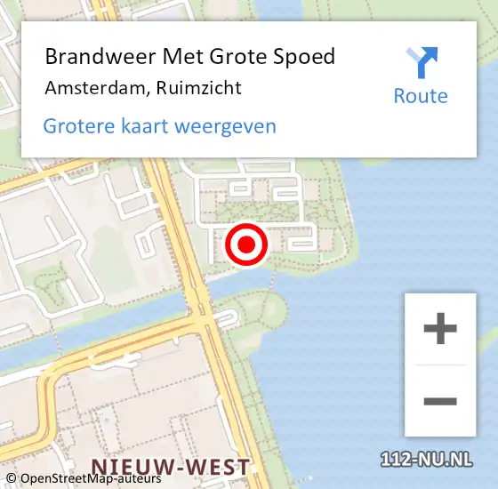 Locatie op kaart van de 112 melding: Brandweer Met Grote Spoed Naar Amsterdam, Ruimzicht op 14 juli 2024 11:06