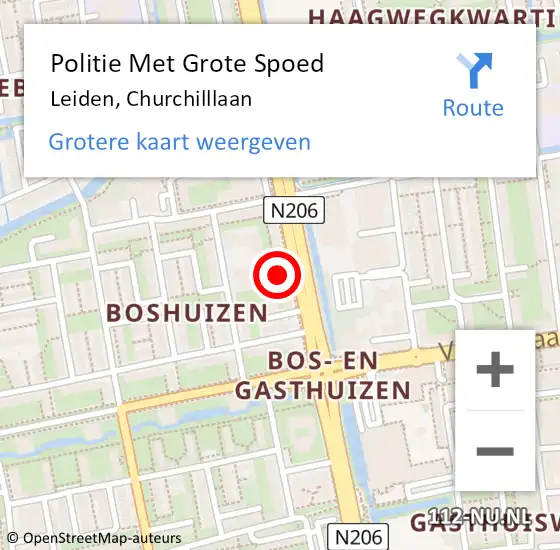 Locatie op kaart van de 112 melding: Politie Met Grote Spoed Naar Leiden, Churchilllaan op 14 juli 2024 11:32