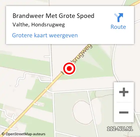 Locatie op kaart van de 112 melding: Brandweer Met Grote Spoed Naar Valthe, Hondsrugweg op 14 juli 2024 11:35