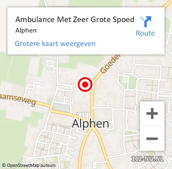 Locatie op kaart van de 112 melding: Ambulance Met Zeer Grote Spoed Naar Alphen op 14 juli 2024 11:54