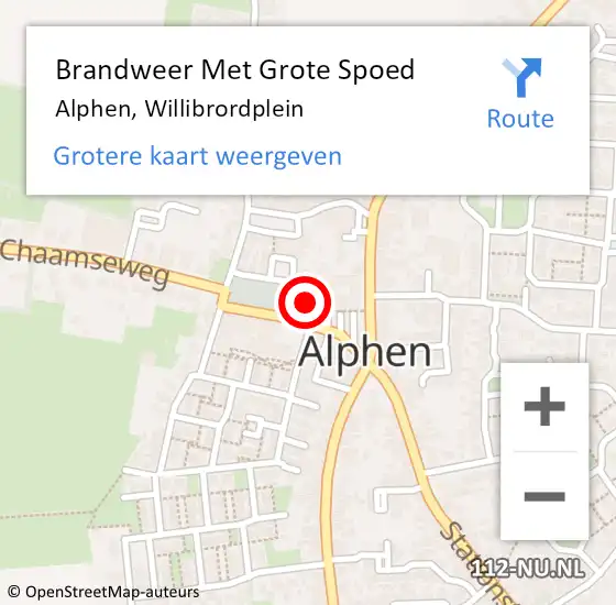 Locatie op kaart van de 112 melding: Brandweer Met Grote Spoed Naar Alphen, Willibrordplein op 14 juli 2024 11:55