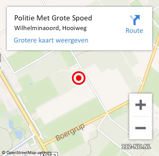 Locatie op kaart van de 112 melding: Politie Met Grote Spoed Naar Wilhelminaoord, Hooiweg op 14 juli 2024 12:05