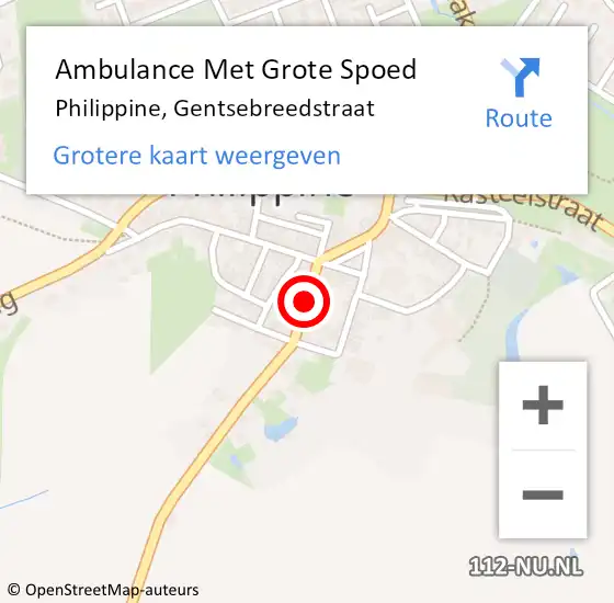 Locatie op kaart van de 112 melding: Ambulance Met Grote Spoed Naar Philippine, Gentsebreedstraat op 13 oktober 2014 07:07