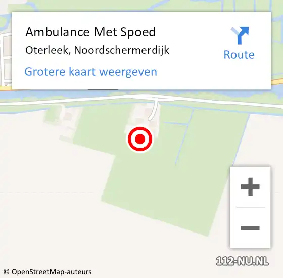 Locatie op kaart van de 112 melding: Ambulance Met Spoed Naar Oterleek, Noordschermerdijk op 14 juli 2024 12:11